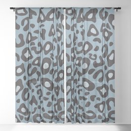Cheetah Leopard Grey Pattern Sheer Curtain