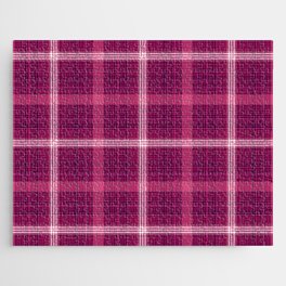 Abstract Pink Farmhouse Style Gingham Check Tartan  Jigsaw Puzzle