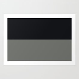 Black & Dark Pewter Gray Solid Color Horizontal Stripe Minimal Graphic Design Jolie Legacy & Noir Art Print