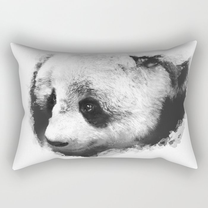 Panda peeking through the Snow Rectangular Pillow