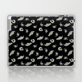 Creepy Objects - Skulls Spiders Ravens - Silver and Black Laptop Skin