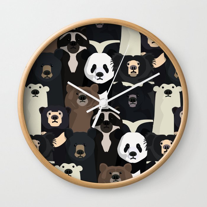Bears of the world pattern Wall Clock