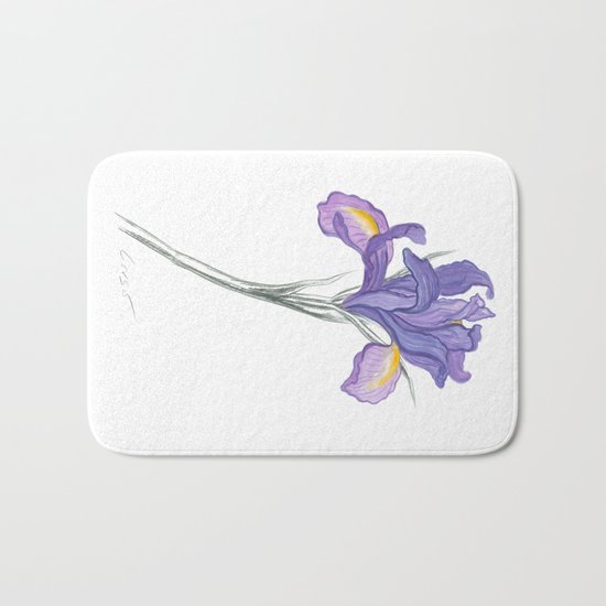 Iris 03 Botanical Flower * Lavender Purple Dutch Iris Bath Mat