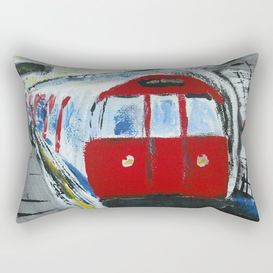 London Underground Acrylic On Canvas Board Fine Art Rectangular Pillow