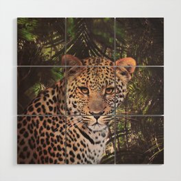 Leopard in the rain forest Wood Wall Art
