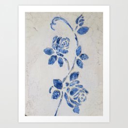 Original Art - Wedgewood Blue Roses - Raised detail & texture Art Print