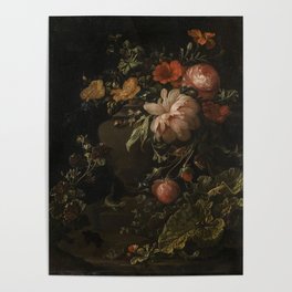 Flowers, Lizards and Insects - Elias van den Broeck (1650-1708) Poster