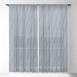 [ Thumbnail: Light Slate Gray and Dim Gray Colored Striped/Lined Pattern Sheer Curtain ]