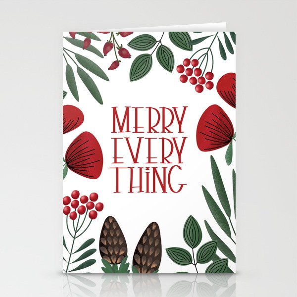Merry Everyting with scandinavian florals Stationery Cards
