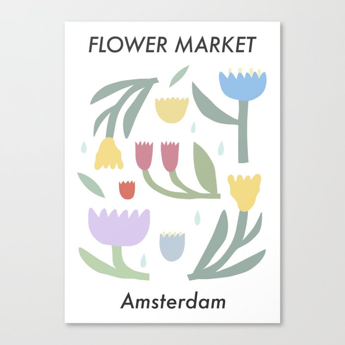Danish Pastel Tulips Garden Flower Market Amsterdam  Canvas Print