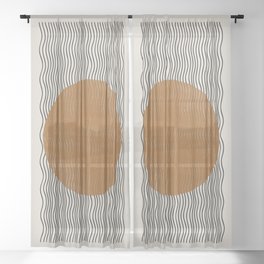 Woodblock Paper Mustard  Sheer Curtain