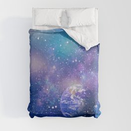 planets, stars and galaxies in outer space showing the beauty of space exploration. Comforter