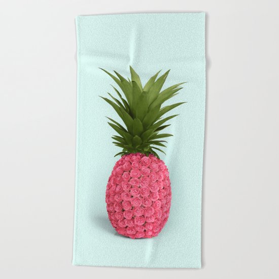 PINEAPPLE ROSES Beach Towel