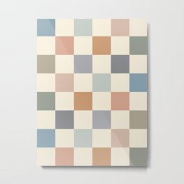 Blue & Beige Neutral Checker Metal Print | Cream, Checkerboard, Abstract, Armygreen, Checker, Autumnpattern, Graphicdesign, Autumn, Pattern, Fun 