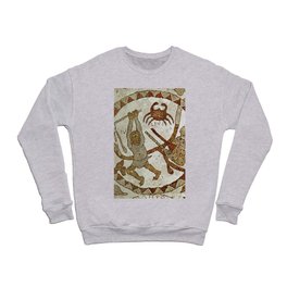 Crab hunting Medieval mosaic design Crewneck Sweatshirt