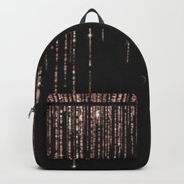 Black & Rose Gold Drip Trendy Sparkle Glitter Drips Backpack