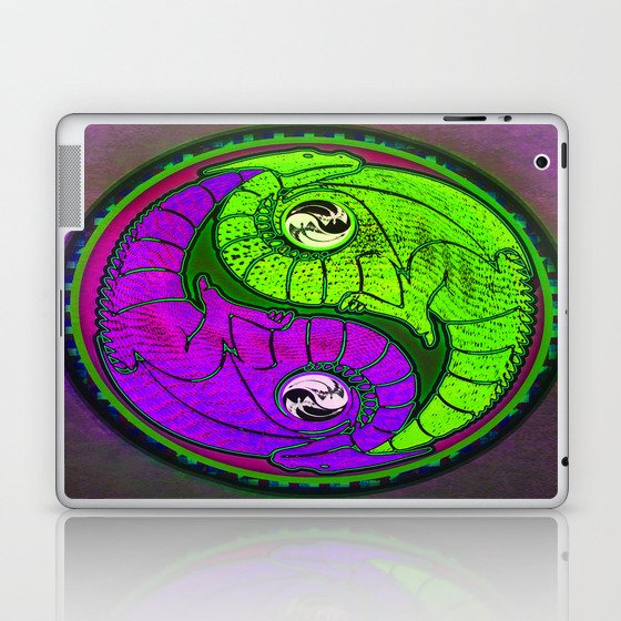 Yin Yang Equality Dragons Fractal Repeating Pattern Psychedelic Optical Illusion Design 2 Laptop Ipad Skin By Capartwork