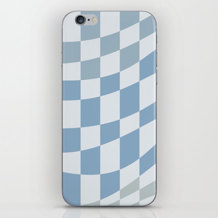 Soft blue wavy checked iPhone Skin