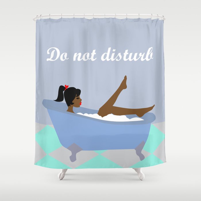 Do Not Disturb Black Lady Shower Curtain By Theredumbrella Do Not Disturb Black Lady Shower Curtain