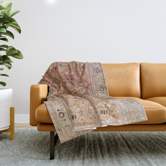 Antique Tabriz Persian Rug Print Throw Blanket