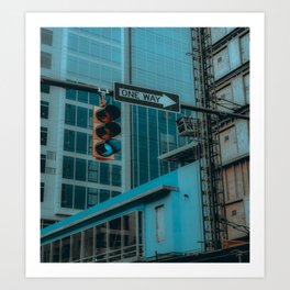 Traffic Light blue filter Art Print