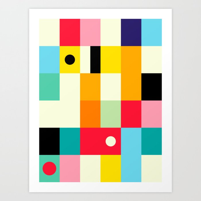 Geometric Bauhaus Pattern Retro Arcade Video Game Abstract Shapes Art Print By Ayeyokp Society6