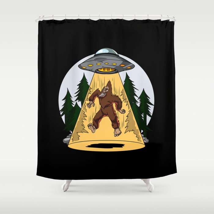 Alien Abduction Bigfoot UFO Shower Curtain