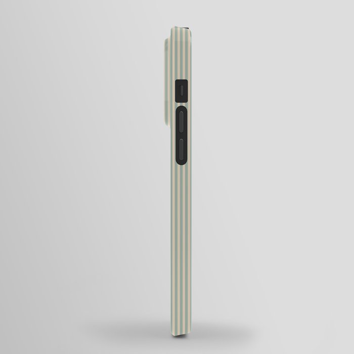 Ultra Fine Stripes Vertical Minimalist Pattern in Light Celadon Blue Green and Cream