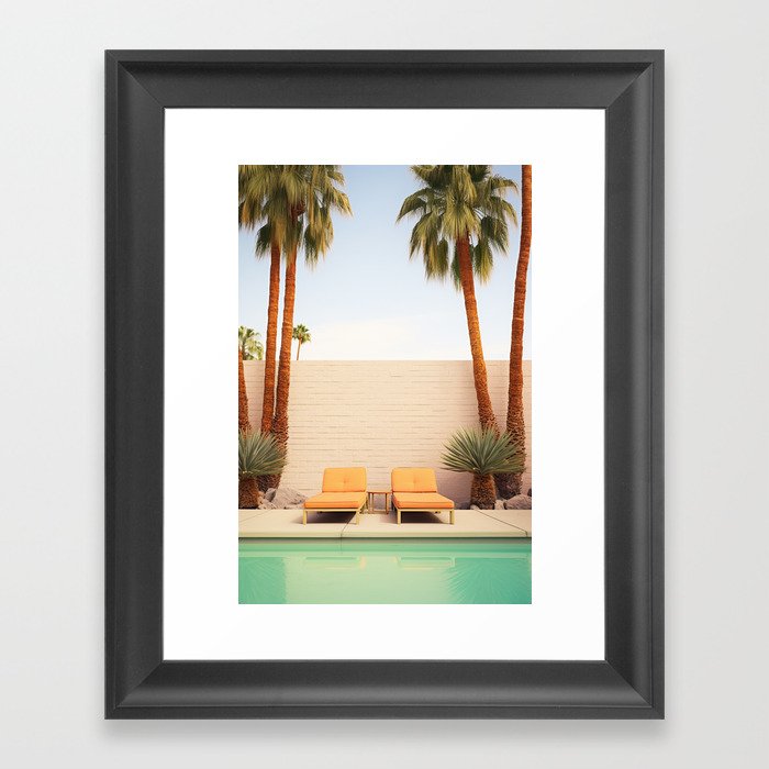 Sunny Poolside Oasis: Palm Springs Wall Art Framed Art Print