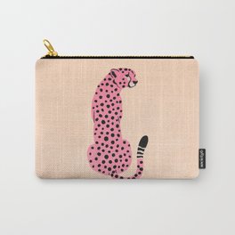 The Stare: Peach Cheetah Edition Carry-All Pouch | Tiger, Graphicdesign, Animal, Leopard, Tropical, Cat, Cute, Peach, Illustration, Wild 