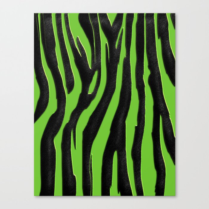 Bright Green & Black Zebra Print Canvas Print