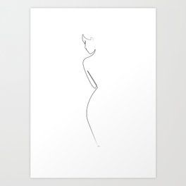 One line Nude on White Art Print