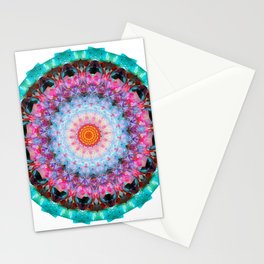 Feather Light Pink and Aqua Mandala Art by Sharon Cummings Stationery Card