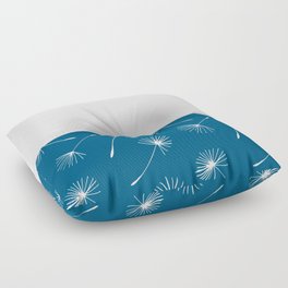 White Dandelion Lace Horizontal Split on Petrol Blue Floor Pillow