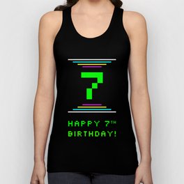 [ Thumbnail: 7th Birthday - Nerdy Geeky Pixelated 8-Bit Computing Graphics Inspired Look Tank Top ]