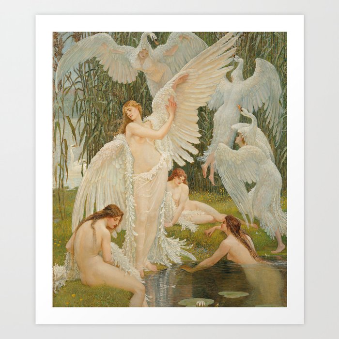 The Swan Maidens by Walter Crane Art Print