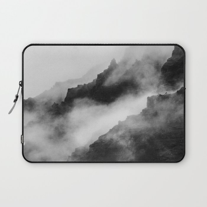 Foggy Mountains Black and White Laptop Sleeve