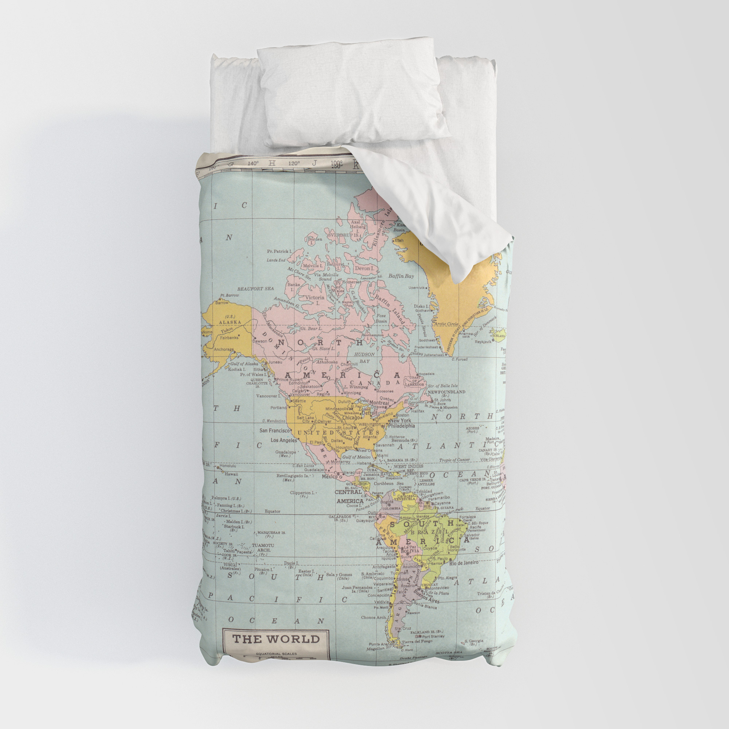 World Map Duvet Cover By Catherine, World Map Duvet Cover Twin