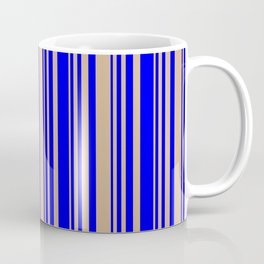 Tan & Blue Colored Stripes Pattern Coffee Mug