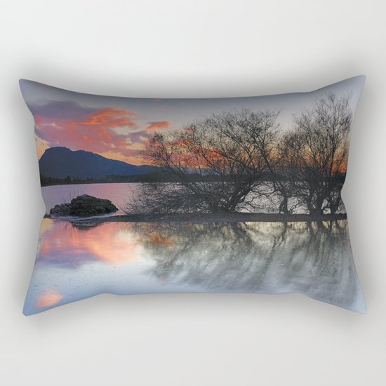 Trees in the water at the red sunset Rectangular Pillow
