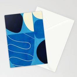 mid century abstract ocean blue III Stationery Card
