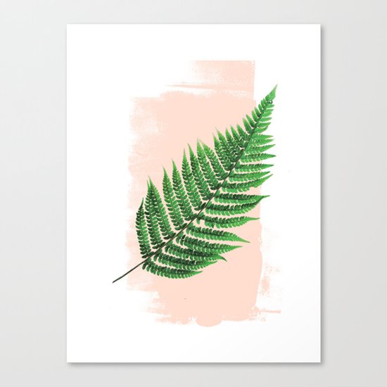 Fern Leaf on Pink Canvas Print