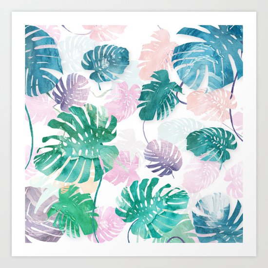 Tropical Leaves Watercolor Art Print