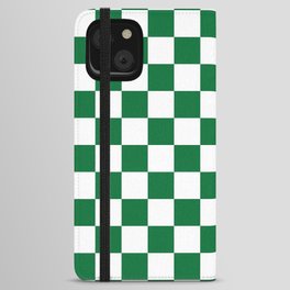Checkered (Dark Green & White Pattern) iPhone Wallet Case