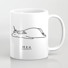 Meh Coffee Mug | Magic, Curated, Animal, Unicorn, Meh, Doodle, Cute, Blackandwhite, Magical, Minimal 