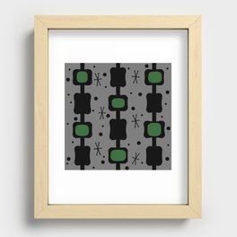 Retro Mid Mod Columns Boxes Forest Green Recessed Framed Print