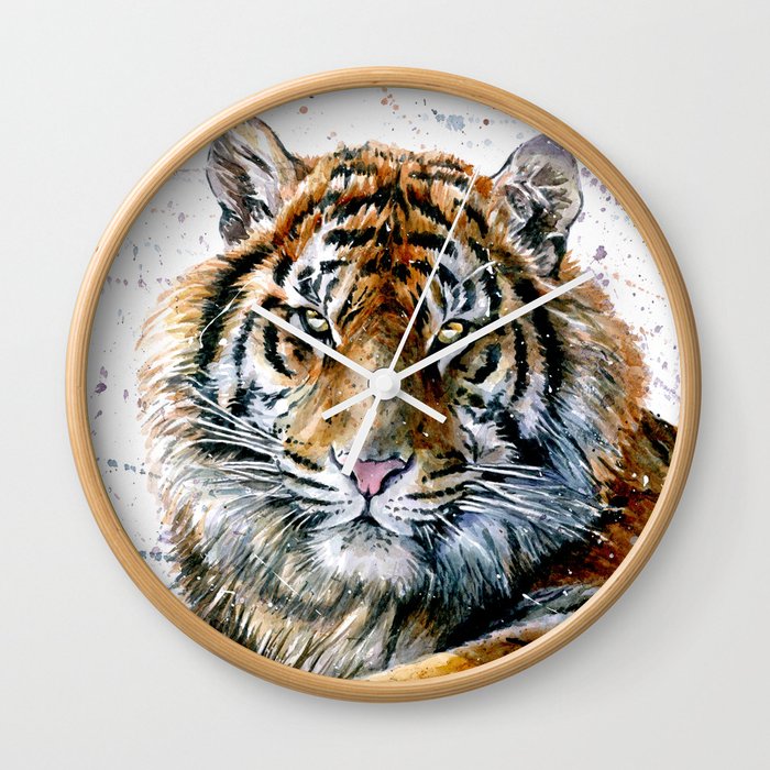 Tiger watercolor Wall Clock