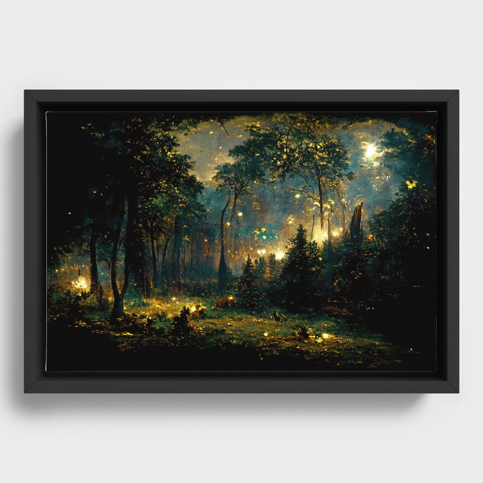 Walking through the fairy forest Framed Canvas