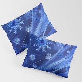 Blue Snowflakes Winter Pillow Sham
