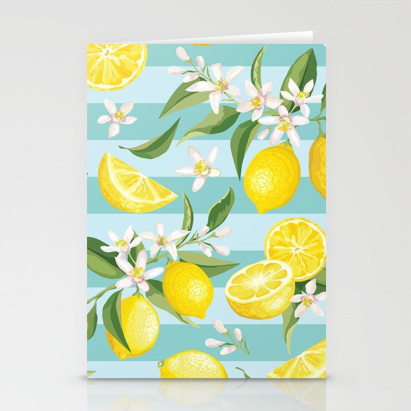 Fresh Lemon Fruit And Blossom Stationery Cards